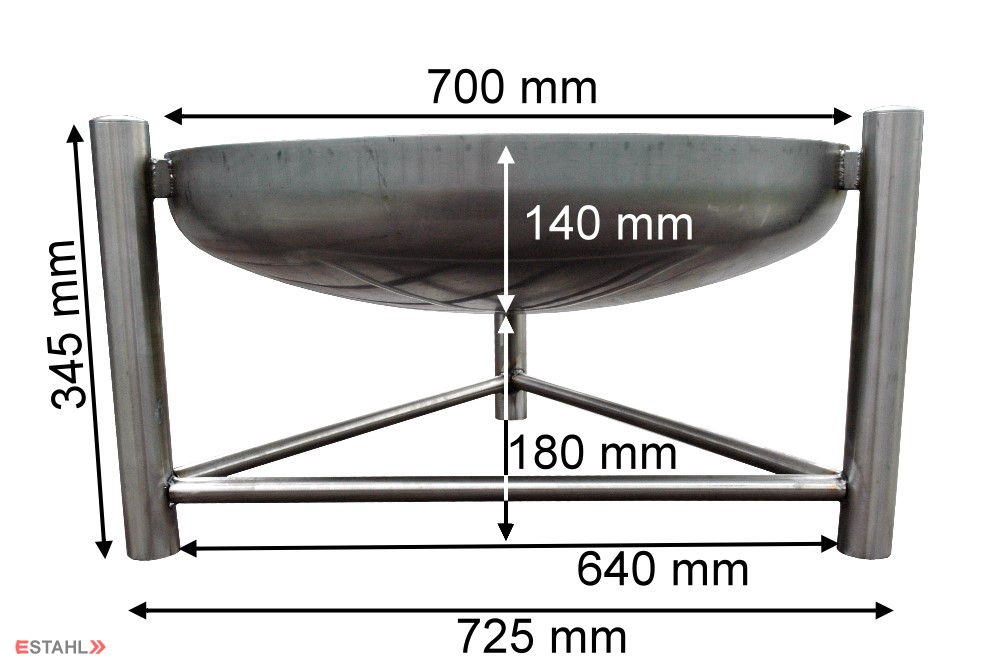 Brasero en inox d'un diamètre de 70 cm