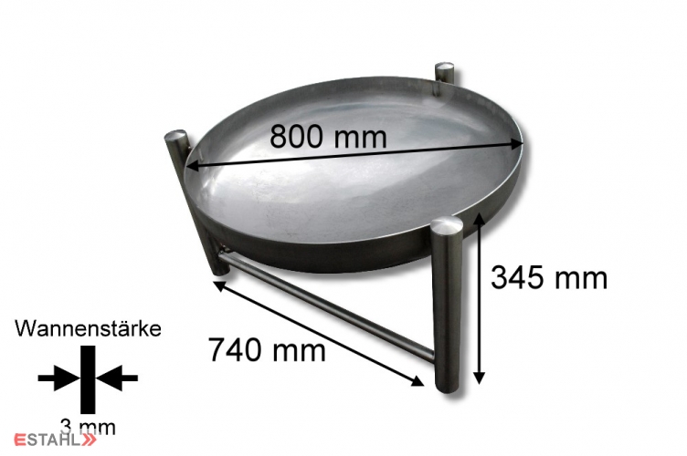 Brasero en acier inoxydable de 80 cm de diamètre