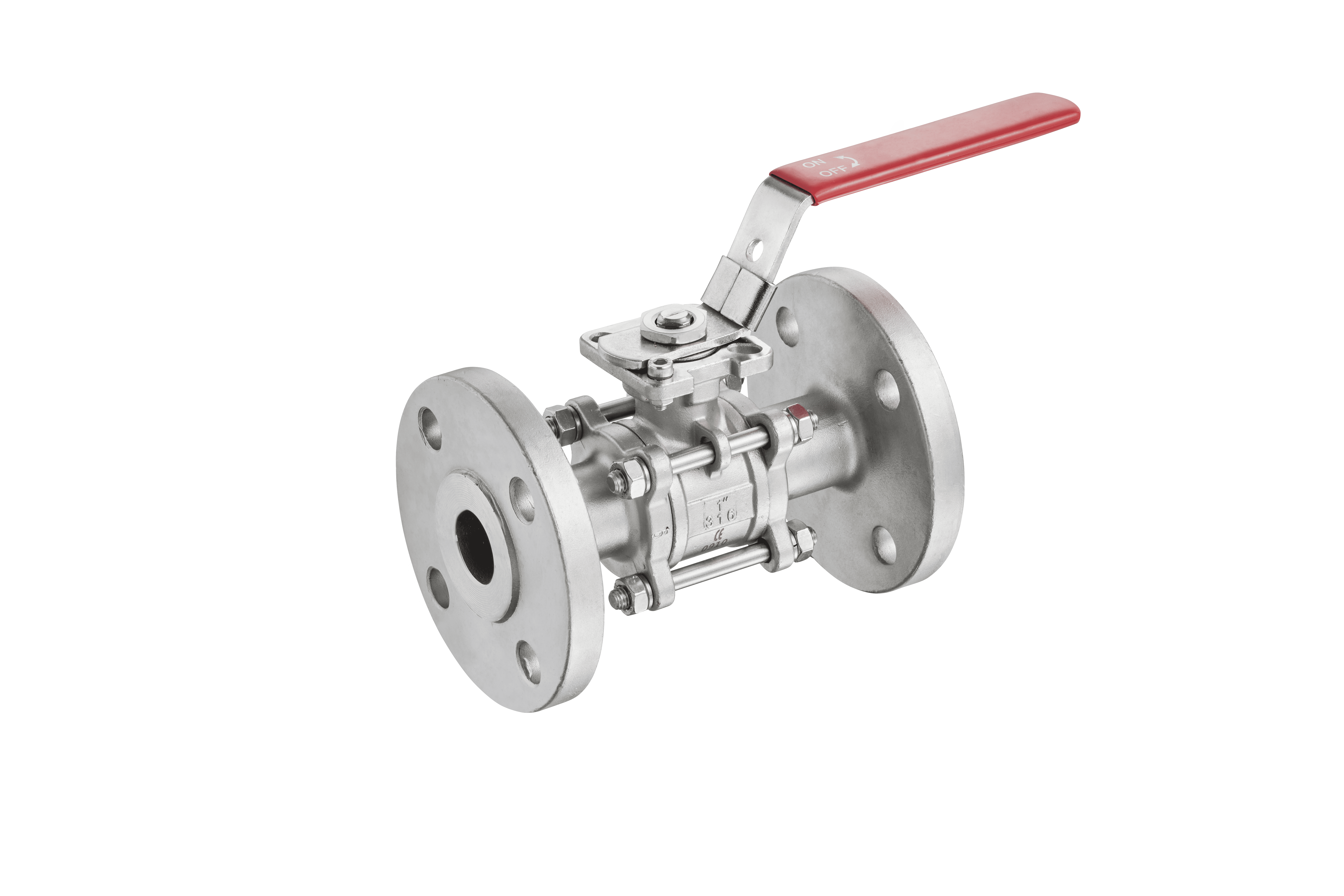 Kopie von Flansch-Kugelhahn, Größe 1 1/4", 3-tlg. im Werkstoff 1.4408/SS316