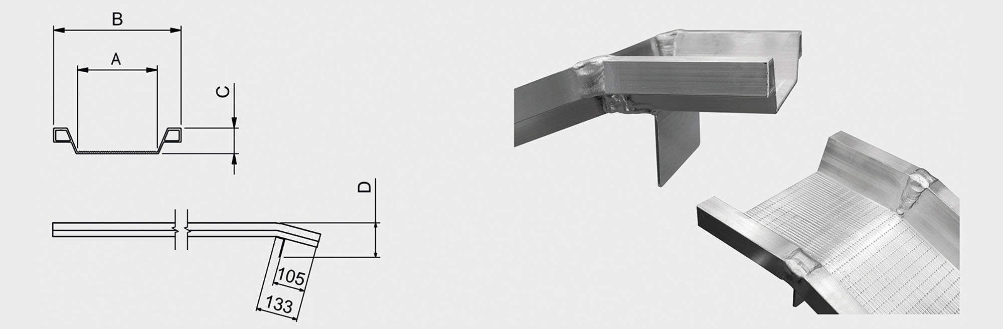 1 paire de rails de chargement avec rebord, longueur 3000 mm