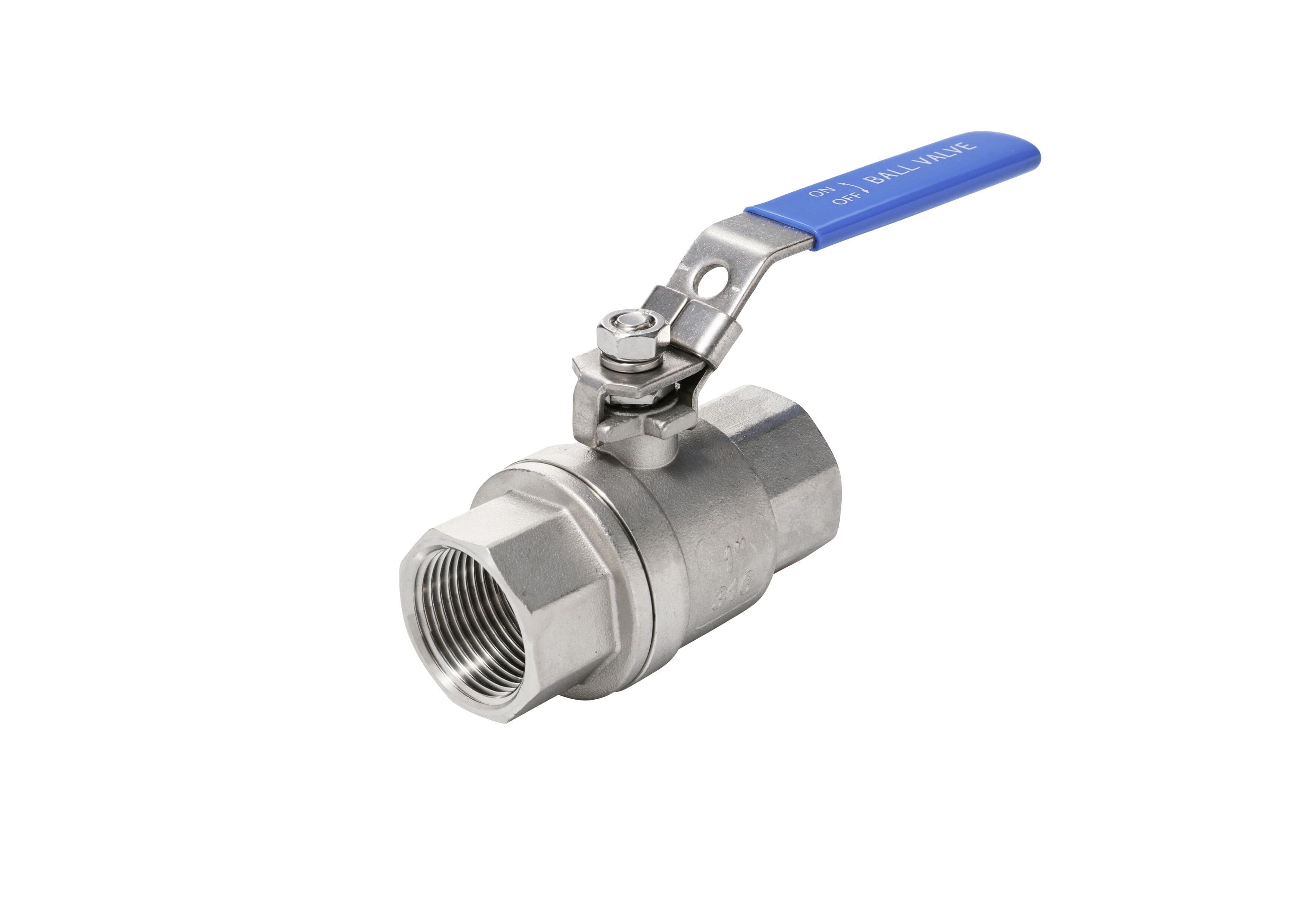 2-tlg. M3-DIN-Kugelhahn, Größe 3/4", voller Durchgang im Werkstoff 1.4408/SS316