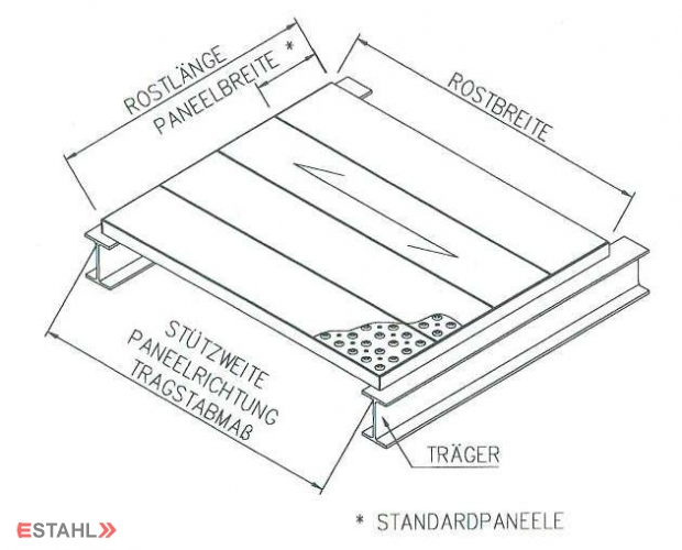 Safety grating 500 x 500 x 32 mm