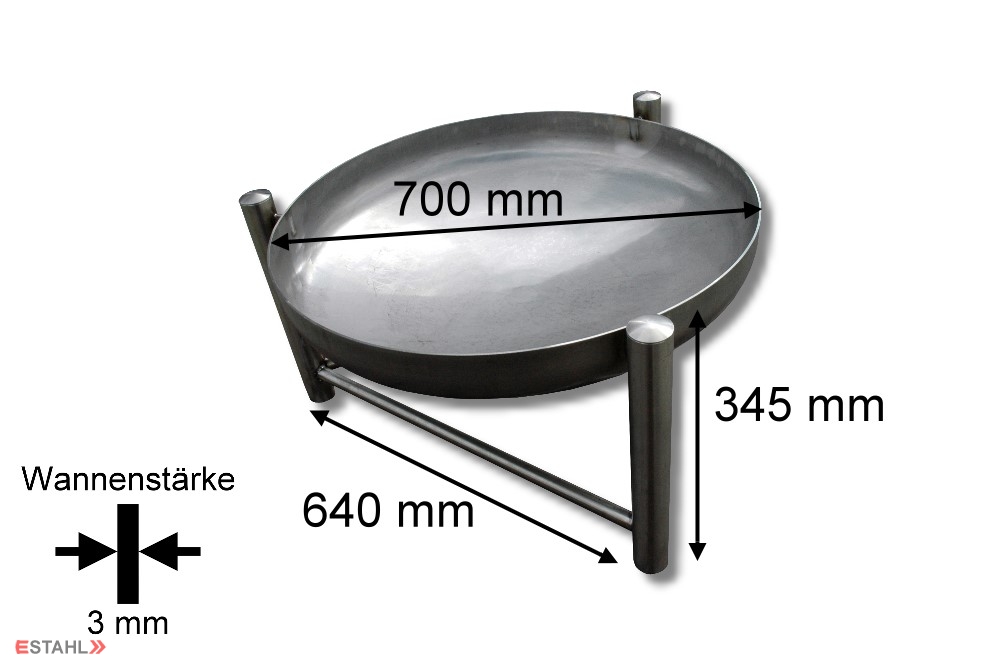 Brasero en inox d'un diamètre de 70 cm